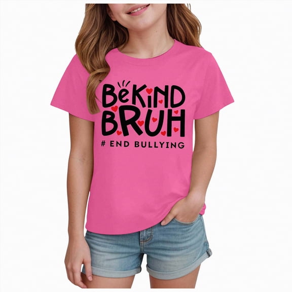 kpoplk Cute Graphic Shirts for Girls Preppy T-Shirt Tees Print Short Sleeve T Shirt Summer Top(Purple,11-12 Y)