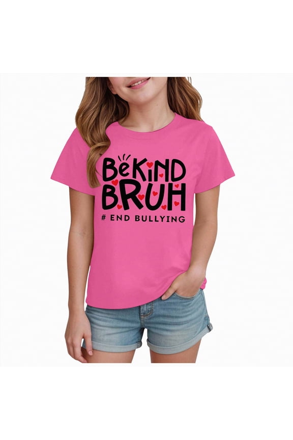 Cute Graphic Shirts for Girls Preppy T-Shirt Tees Print Short Sleeve T Shirt Summer Top(Purple,11-12 Y)