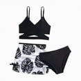 thumbnail image 1 of kpoplk Girls 3 Pieces Bikini Bathing Suit with Rash Guard Pants Quick Dry Swimwear Cover-Up Sets(Black,4-5 Y), 1 of 8