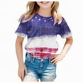 thumbnail image 1 of kpoplk Girls Boys 4th of July American Flag Patriotic USA Shirt Kids Independence Day Tops Girl Short Sleeve Fashion Outfit(Hot Pink,4-5 Y), 1 of 4