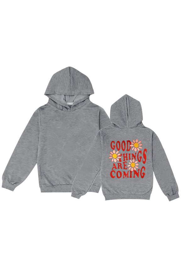 Girls Casual Long Sleeve Hoodies Cute Oversized Fleece Pocket Sweatshirt Tops(Grey,A)