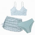 thumbnail image 1 of kpoplk Girls Floral Bikini 3PCS Set Complete Swimsuit with Mesh Skirt Cover Up for Pool or Beach(Green,7-8 Y), 1 of 6