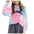 thumbnail image 1 of kpoplk Girls Kids Casual Loose Full Sleeves Hoodies Sweatshirts Hooded Pullover Letter Print Teen Tops Girls Tops 10-11 Years,Sky Blue, 1 of 4