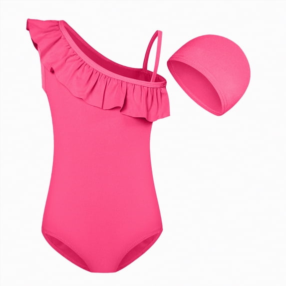 kpoplk Girls One Piece Swimsuit Quick Dry Beach Swimwear Bathing Suit 2-12 Years(Hot Pink,11-12 Y)