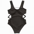thumbnail image 1 of kpoplk Girls One Piece Swimsuits Cutout Ruffle Bathing Suit Quick Dry Beach Swimwear with Adjustable Strap 5-14 Years(Black,11-12 Y), 1 of 6