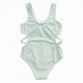 thumbnail image 1 of kpoplk Girls One Piece Swimsuits Cutout Ruffle Bathing Suit Quick Dry Beach Swimwear with Adjustable Strap 5-14 Years(Light Green,11-12 Y), 1 of 5