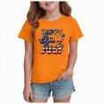 thumbnail image 1 of kpoplk Girls Patriotic Kids Tops Independence Day Tshirts American Flag Graphic Tee Short Sleeve Shirt(Orange,5-6 Y), 1 of 4