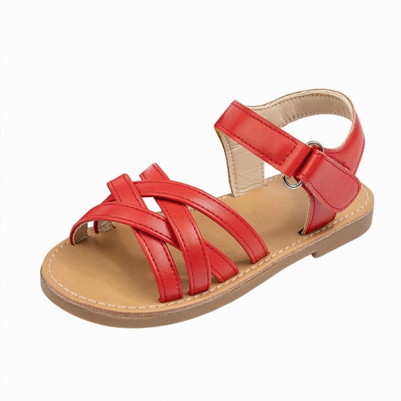 kpoplk Girls Sandals Little Girl Summer Dress Shoes Lightweight Open Toe Beach Holiday(Red,13)