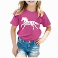 thumbnail image 1 of kpoplk Girls Shirts Short Sleeve Soft Cotton T-Shirts Plain Tees Tops Clothes for Kids(Hot Pink,3-4 Y), 1 of 4