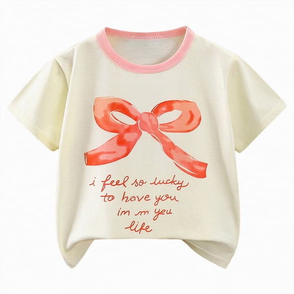 kpoplk Girls Short Sleeve Cotton T Shirts Kids Casual Crewneck Short Sleeve Summer Basic Tee Tops 5-16 Years(Pink,5-6 Y)