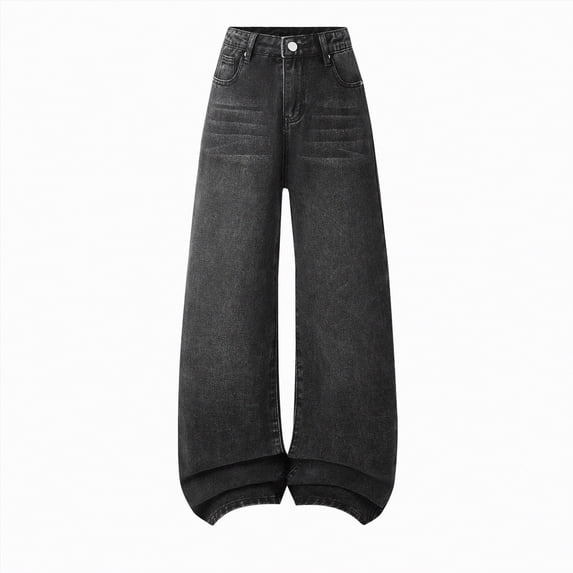 kpoplk Girls Straight Leg Baggy Jeans Loose Denim Pants with Pockets Classic Casual Style(Black,13-14 Y)