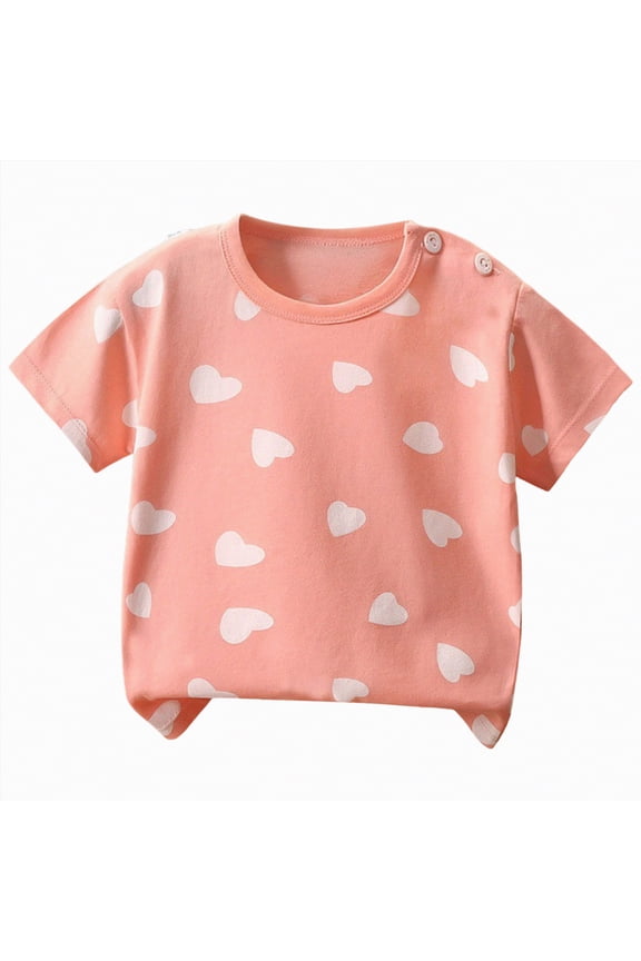 Girls' Summer T Shirts Crewneck Short Sleeve Cute Casual Tops(White,4-5 Y)