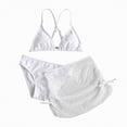 thumbnail image 1 of kpoplk Girls Swimsuit 3 Piece Bathing Suits Criss Cross Color Block with Skirts Cover Up Bikini Set Girls' Swimwear 9-14 Years(White,10-12 Y), 1 of 7