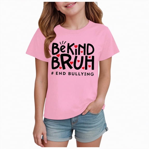 kpoplk Girls T Shirts Short Sleeve Tees Loose Fit Colorblock Summer Tops Size 6-15 Years(Dark Purple,11-12 Y)