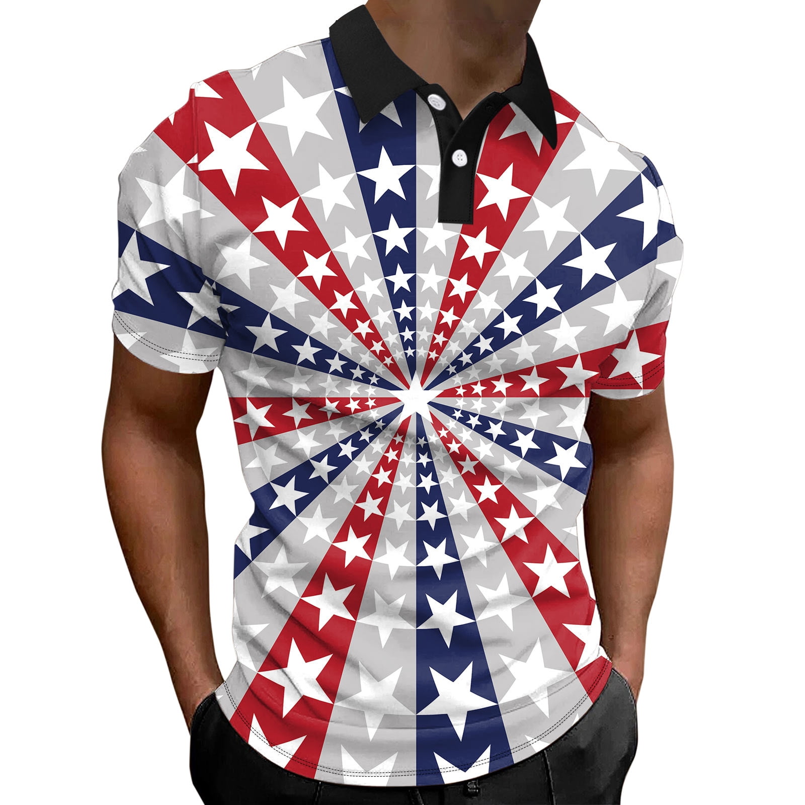 Kpoplk Golf Polo Shirt For Men American Flag Golf Polo Shirt 4th Of July Polo Shirts For Men 3181