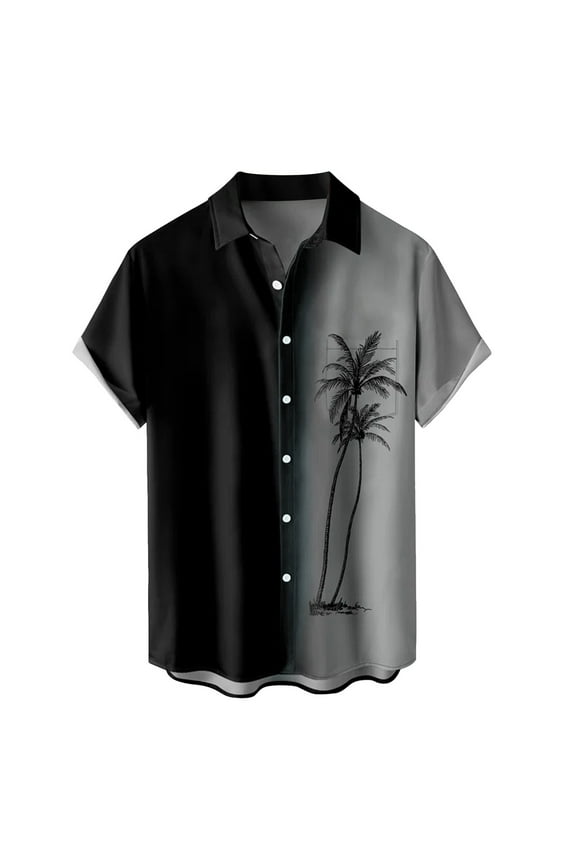 Hawaiian Shirt For Men Shirts For Men Mens Printed Hawaiian Shirts Short Sleeve Button up Beach Men'S Casual Button-up Shirts Shirts For Men(L,Grey)