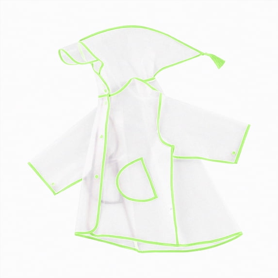 kpoplk Hooded Transparent Raincoat Girl Boys Rain Coat Hooded Outdoors Clear Waterproof Kids Toddler Children's Rainwear Protective Covers 1-10T(Green,9-10 Years)