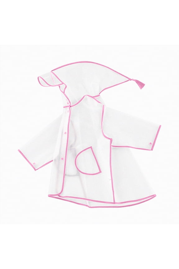Hooded Transparent Raincoat Girl Boys Rain Coat Hooded Outdoors Clear Waterproof Kids Toddler Children's Rainwear Protective Covers 1-10T(Pink,18-24 Months)