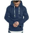 thumbnail image 1 of kpoplk Hoodies For Men Pullover Long Sleeve hooded With Big Pockets Loose Fit Winter Sweatshirt, XXL Navy, 1 of 4