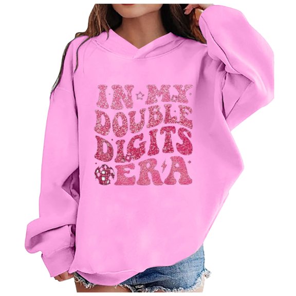 kpoplk Hoodies for Girls Drop Shoulder Long Sleeve Casual Pullover Sweatshirt(Pink,A)