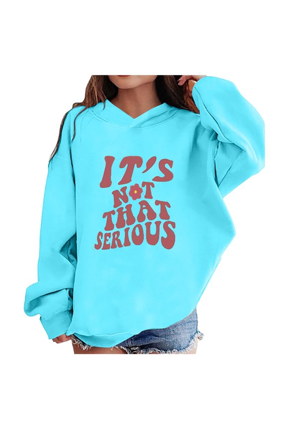 Hoodies for Girls Graphic Letter Print Pullovers Tops Long Sleeve Casual Cute Pullover Tops H,Blue