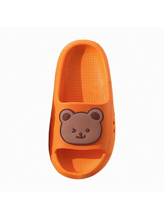 Boys Cloud Wide Slides for Kids – Non-Slip Summer Slippers Lightweight Beach, Pool, and Indoor Shower Sandals Size 13,Orange