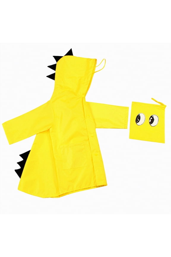 Kids Raincoat for Boys and Girls Waterproof Lightweight and Windproof Poncho with Dinosaur Hood 2-14Y(Yellow,S)