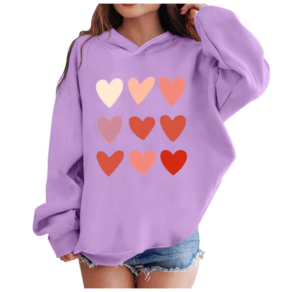 kpoplk Kids' Soft Brushed Fleece Casual Basic Pullover Hooded Sweatshirt Hoodie for Boys or Girls(Purple,5-6 Years)
