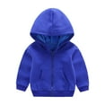 thumbnail image 1 of kpoplk Kids Zip up Hoodie Soft Brushed Fleece Hooded Sweatshirt with Pockets Sport Jacket for Boys and Girls(Blue,12-18 Months), 1 of 4
