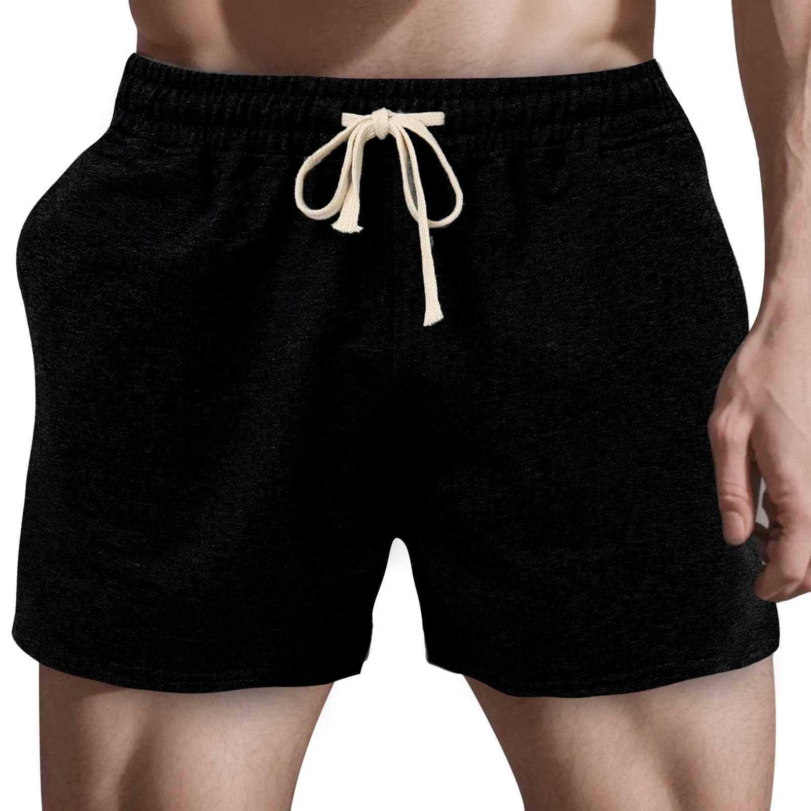 kpoplk Male Summer Casual Slim Solid Cargo Pant Drawstring Shorts ...