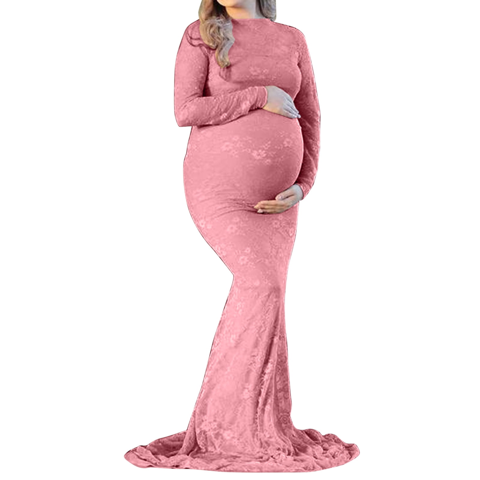 LAHILO Stretch Maternity Bodycon Dress - Short Sleeve Midi Dress For Baby Shower, Photoshoot, Or Casual Wear 2 thumbnail image