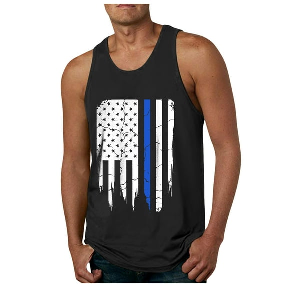 kpoplk Men 4th of July Tank Top Fourth American USA Flag Shirt Independence Memorial Day Clothes Patriotic Gym Tank Top(Black,L)