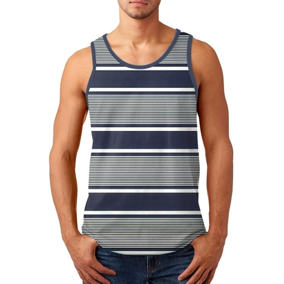 kpoplk Men Casual Tank Top Big and Tall 3D Gradient Color Print Round Neck Sleeveless Shirt Blouse Summer Sport Gym Muscle Vest Dark Blue,5XL