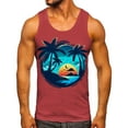 thumbnail image 1 of kpoplk Men Fashion Spring Summer Casual Sleeveless O Neck Printed Tank Tops Blouse XXL Z5-Red, 1 of 5