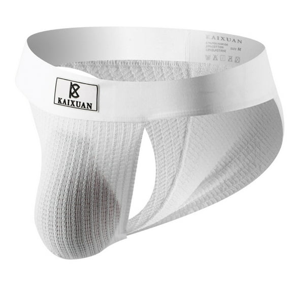 kpoplk Men Soft Pouch Briefs Lingerie Breathable Underwear Striped Low White,S