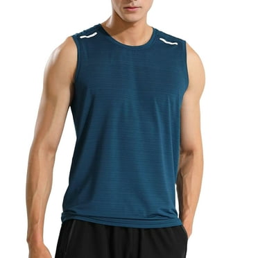 kpoplk Men Workout Tank Top Gym Bodybuilding Sleeveless Muscle T Shirts Blue,3XL