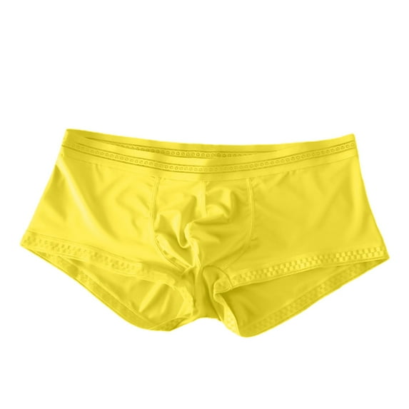 kpoplk Men's Boxers Short Bamboo Viscose Boxer for Men Soft Comfortable Casual Breathable Underwear Yellow,3XL
