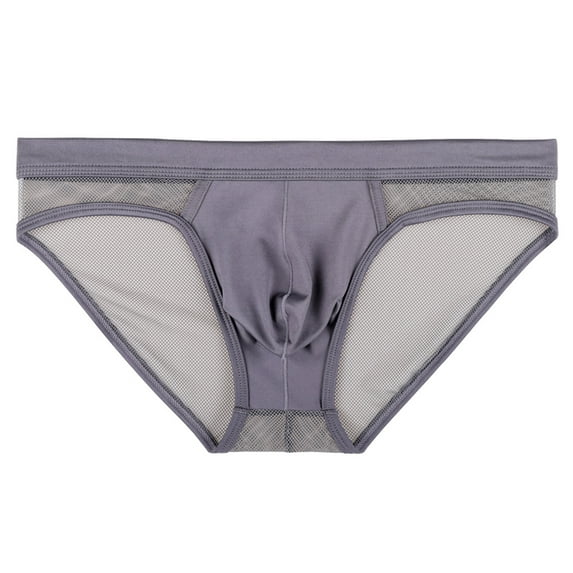 kpoplk Men's Briefs Low Rise Bikini Ice Silk Underwear Grey,XL