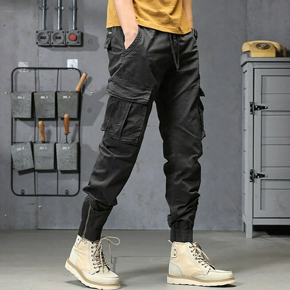 kpoplk Men's Cargo Work Pants,Men's Cargo Joggers Utility Pants Bodybuilding Tapered Running Sweatpants(Grey,M)