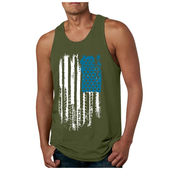 kpoplk Men's Casual American Flag Tank Tops 4th July Independence Day USA Flag Short Sleeved T-Shirt Gym Workout Patriotic Tees(AG,XXL)