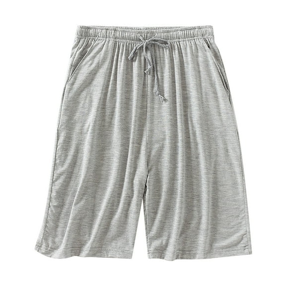 kpoplk Men’s Casual Cotton Knit Short Drawstring Elastic Jogger Gym Shorts Grey,XXL