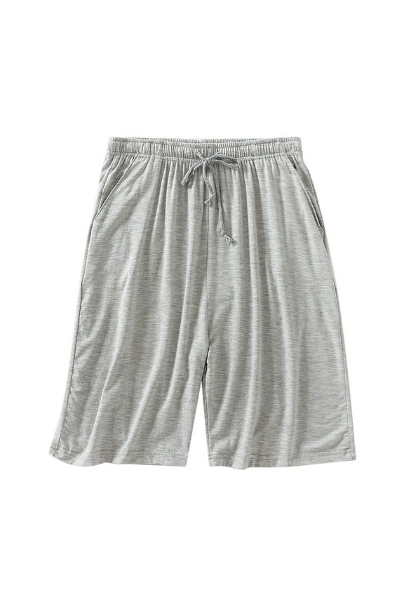 Men’s Casual Cotton Knit Short Drawstring Elastic Jogger Gym Shorts Grey,XXL