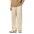 thumbnail image 1 of kpoplk Men's Casual Cotton Linen Drawstring Pants Breathable Summer Beach Pants(Beige,3XL), 1 of 7