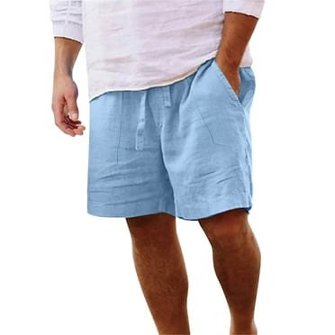kpoplk Men's Casual Drawstring Shorts Lightweight Elastic Waist Walking Shorts with Pockets,L Blue