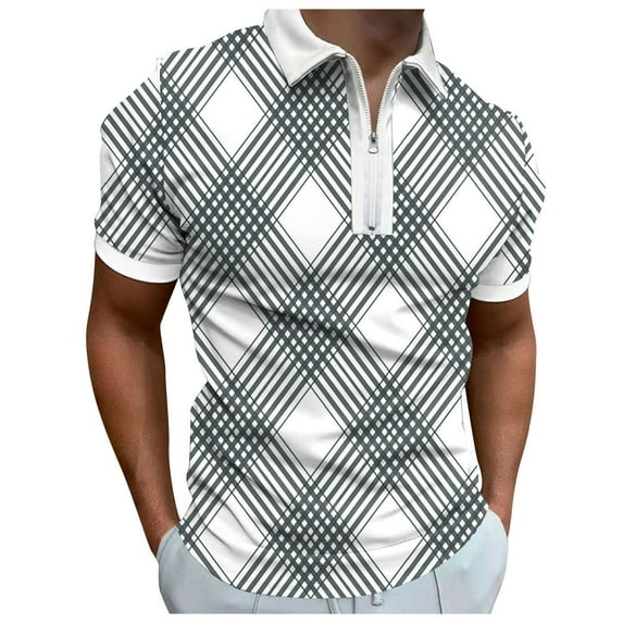 kpoplk Men's Fashion Polo Shirts Casual Short Sleeve Golf Shirts Color Block Cotton Tops White,XXL