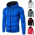 thumbnail image 1 of kpoplk Men's Full Zip Casual Hoodies Sweatshirts Pockets Full Zip Long Sleeve Sweatshirt Sports Hooded Jacket Blue,M, 1 of 5