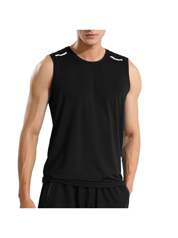 Men's Gym Tank Tops Workout Sleeveless T-Shirts Muscle Tank Training Bodybuilding Shirts Black,M