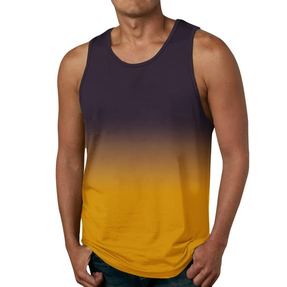 kpoplk Men's Gym Tank Tops Workout Sleeveless T-Shirts Athletic Muscle Tank Training Bodybuilding Shirts Gold,3XL