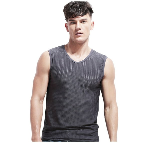 kpoplk Men's Gym Tank Tops Y-Back Workout Muscle Tee Training Bodybuilding Fitness Sleeveless T Shirts Grey,XL