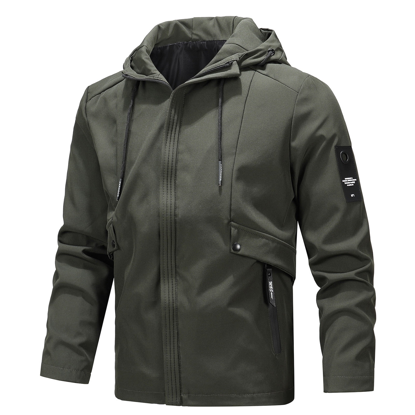 kpoplk Men's Hooded Rain Jacket Waterproof Windproof Jacket Zip up